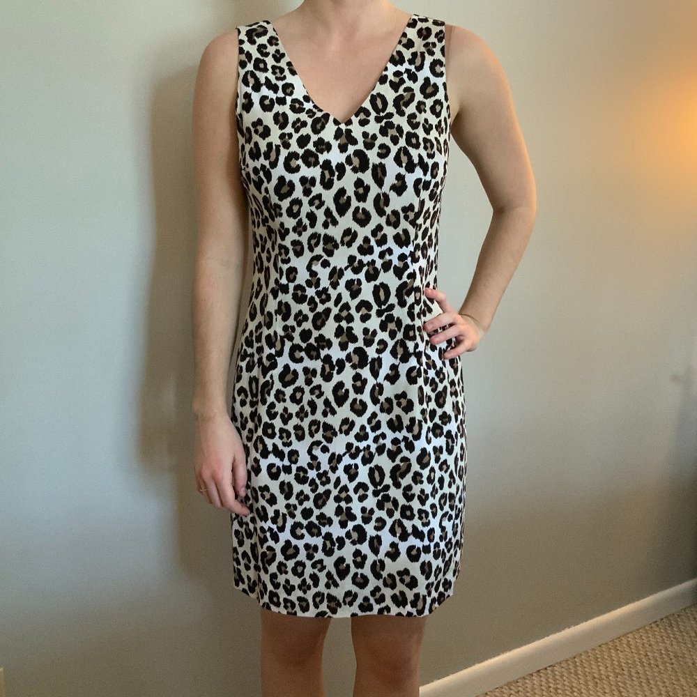 Nicole Miller Leopard Print V-neck Dress